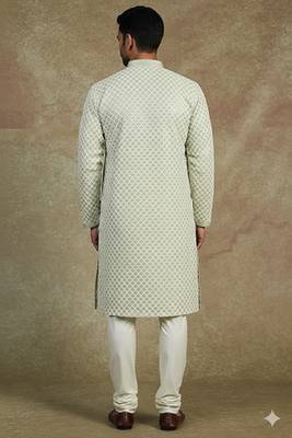 Men's stylish rayon glitter sequins embroidery kurta pyjama 3