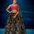 dark-green organza lehenga set with choli and dupatta 