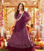 Maroon silk semi stitched lehenga choli with sequence & thread work