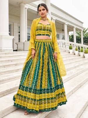 multicolor georgette lehenga set with choli and dupatta  1
