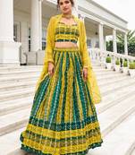 multicolor georgette lehenga set with choli and dupatta 