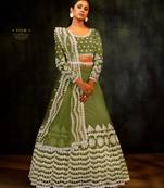 green net lehenga set with choli and dupatta 