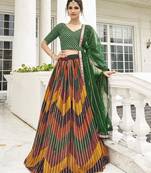 Multicolor georgette semi stitched lehenga choli with sequence & thread work