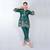 Green embroidered linen kurta set