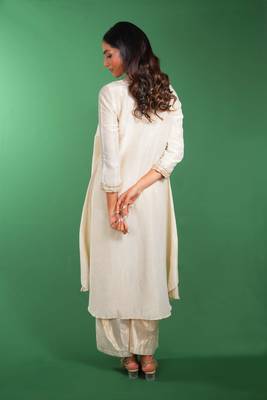 Beige embroidered linen co ord set 3