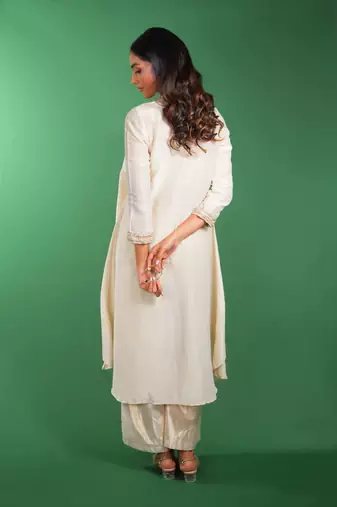 Beige embroidered linen co ord set