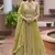 green chinon embroidered top dupatta & skirt set