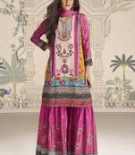 Pink crerpe silk mirror work designer plazzo suit