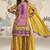 Yellow crerpe silk mirror work designer plazzo suit