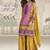 Yellow crerpe silk mirror work designer plazzo suit