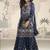 Blue crerpe silk mirror work designer plazzo suit