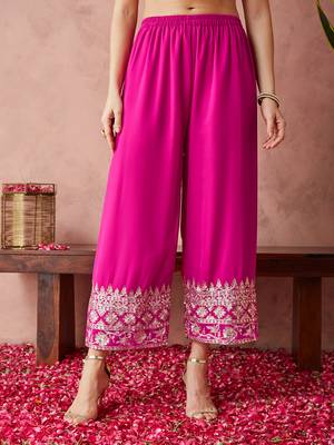 faux georgette fabric zari embroidery straight suit with dupatta 3