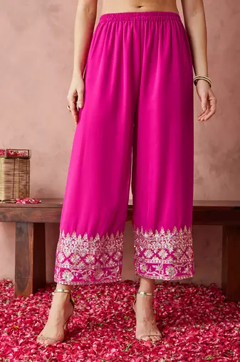 faux georgette fabric zari embroidery straight suit with dupatta