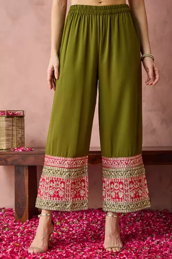 Pink faux georgette fabric zari embroidery straight suit with dupatta