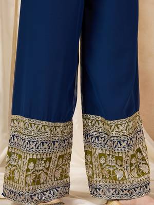 women's faux georgette fabric zari embroidery straight suit with dupatta 3