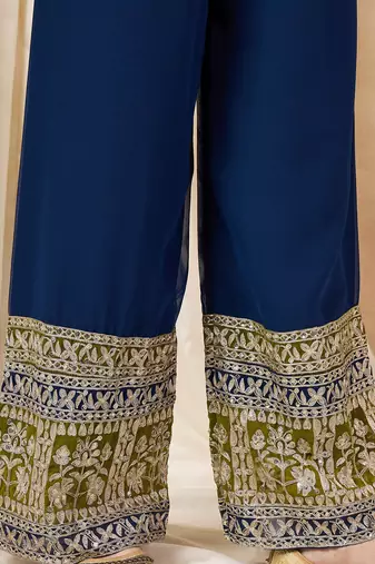 women's faux georgette fabric zari embroidery straight suit with dupatta