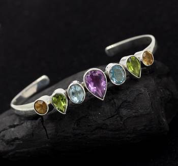 Amethyst, citrine & multi-stone bracelet | handmade 925 sterling silver jewelry 2
