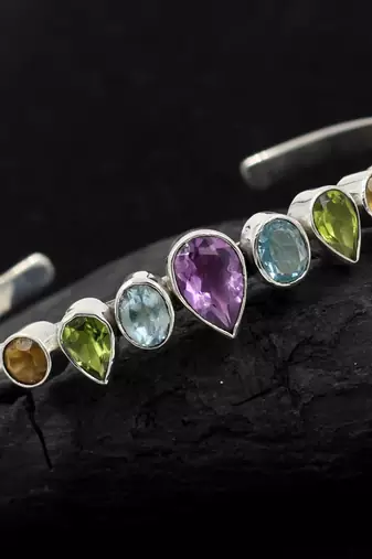 Amethyst, citrine & multi-stone bracelet | handmade 925 sterling silver jewelry
