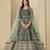 Green velvet anarkali suit with net dupatta
