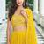 Yellow georgette free size stitched lehenga choli with sequence & thread work