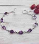 Eight amethyst stone silver bracelet | 925 sterling silver | handmade gemstone bracelet | statement jewelry for her