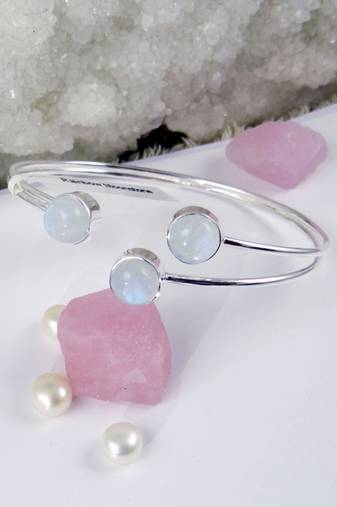 Rainbow moonstone sterling silver cuff bangle | adjustable 925 handmade jewelry | statement gemstone bracelet for her