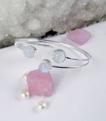 Rainbow moonstone sterling silver cuff bangle | adjustable 925 handmade jewelry | statement gemstone bracelet for her