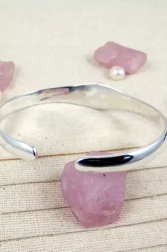 Handmade amethyst bangle | 925 sterling silver open cuff | adjustable gemstone bracelet | statement jewelry for her