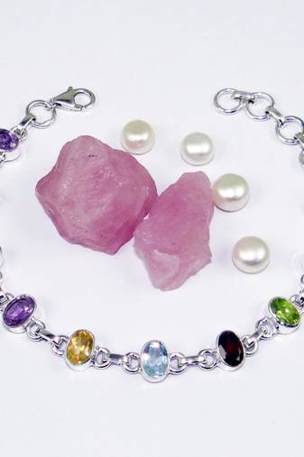 Garnet, multi-stone bracelet , 925 sterling silver