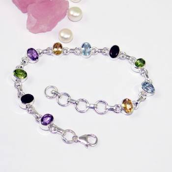 Garnet, multi-stone bracelet , 925 sterling silver 2