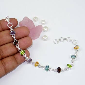 Garnet, multi-stone bracelet , 925 sterling silver 3