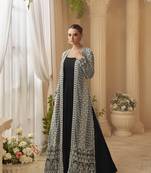 chinon silk embroidered Anarkali with jacket 