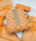 orange cotton embroidered dress material