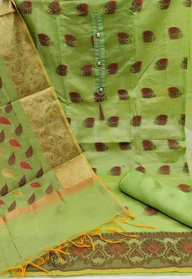 green jacquard woven dress material 2