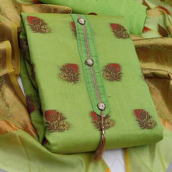 green jacquard woven dress material 3