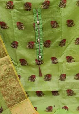 green jacquard woven dress material 4