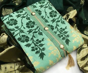 light green jacquard woven dress material 2