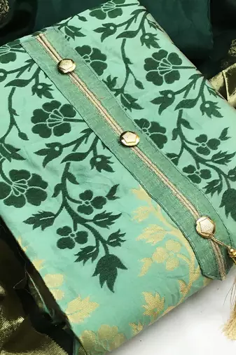 light green jacquard woven dress material
