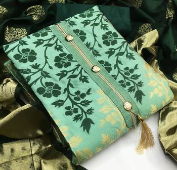 light green jacquard woven dress material 3