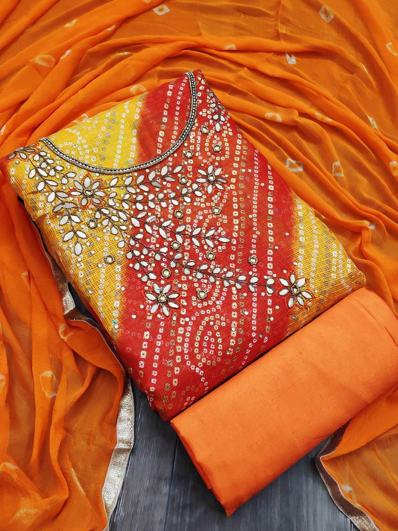 multicolor cotton hand embroidery dress material