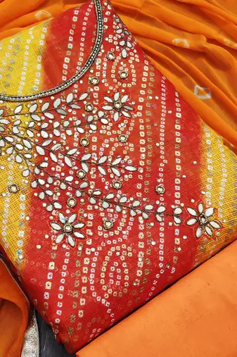 multicolor cotton hand embroidery dress material