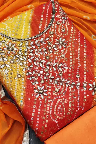 multicolor cotton hand embroidery dress material