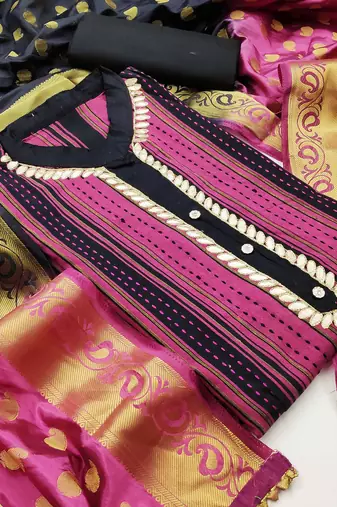 pink cotton hand embroidery dress material