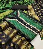 green cotton hand embroidery dress material