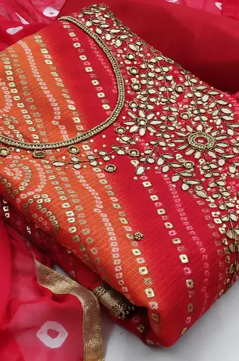 multicolor cotton hand embroidery dress material