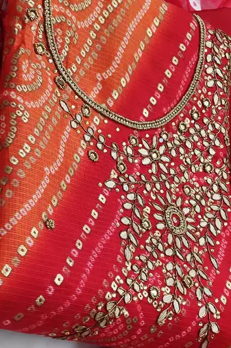 multicolor cotton hand embroidery dress material