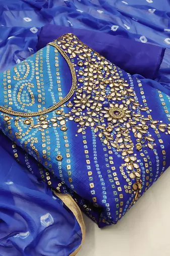 multicolor cotton hand embroidery dress material