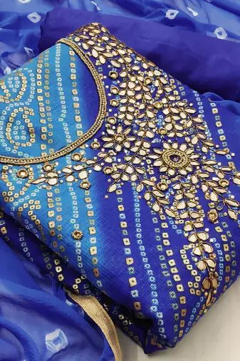 multicolor cotton hand embroidery dress material