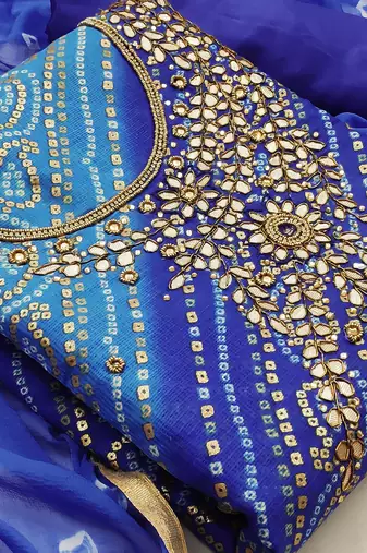 multicolor cotton hand embroidery dress material