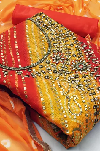 multicolor cotton hand embroidery dress material